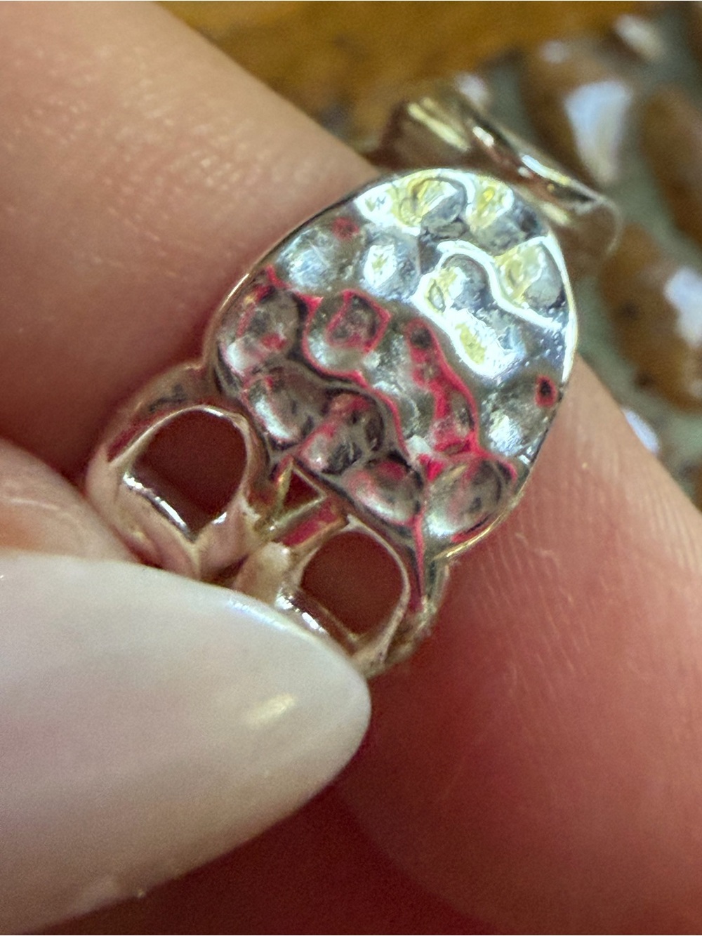 Sterling Silver Tone Fish and Chain Pattern Rings - Picture 7 of 8